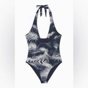 COS Reversible Printed Swimsuit Navy Snake Print Size 2 / EU 32
